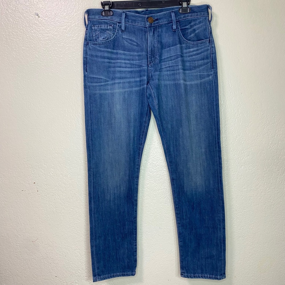 True Religion Womens Selvedge Audrey Slim Straight Leg Jeans Blue Medium Wash 27